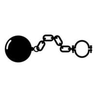 grilletes con icono de bola ilustración en color negro estilo plano imagen simple vector