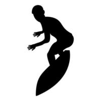 Surfer on surferboard icon black color illustration flat style simple image vector