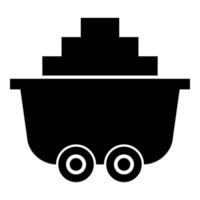 Mine cart or trolley of coal icon black color illustration flat style simple image vector