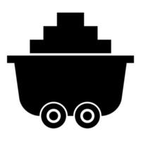 Mine cart or trolley of coal icon black color illustration flat style simple image vector