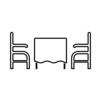 mesa y dos sillas en el icono del restaurante. vector