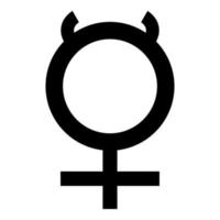 símbolo de mercurio icono color negro ilustración estilo plano imagen simple vector