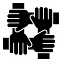 Four hand holding together team work concept icon black color illustration flat style simple image vector