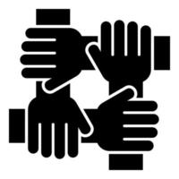 Four hand holding together team work concept icon black color illustration flat style simple image vector