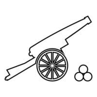 Medieval cannon firing cores icon black color illustration flat style simple image vector