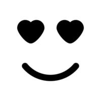 Smile with heart eyes black color icon . vector