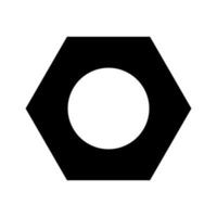 icono de color negro de tuerca hexagonal. vector