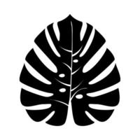 Tropical leaf it is black icon . vector