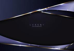 Abstract 3D modern template luxury style blue stripes with golden lines vector