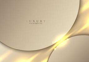 Elegant 3D golden circles with glow lighting effect on brown background vector