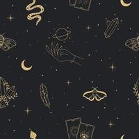 Seamless pattern with golden witchcraft elements vector