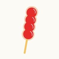 Isolated simple flat artwork of red Chinese apple candy tanghulu vector