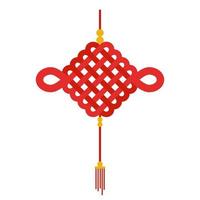 Isolated hanging red Chinese lucky knot flat artwork vector