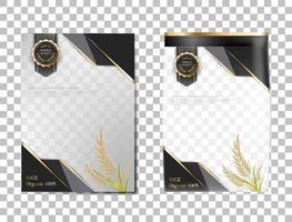 Rice Package Thailand food Products, Black gold banner and poster template vector design rice.