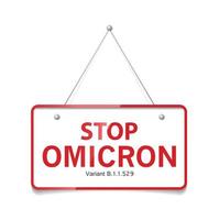 Omicron Covid-19 Coronavirus variant typography logo. New strain of SARS CoV-2. Stop sign for Omicron. vector design