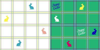 Checkered seamless pattern. Easter  rabbits silhouette. Fabric design, tablecloths, towels. Vector illustration.