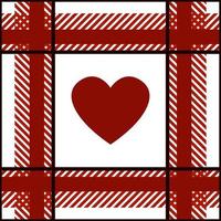 Checkered seamless pattern with heart silhouette. Valentine's Day. Design for fabric printing, gingham. Vector illustration.