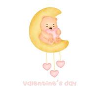 Valentine's day with cute bear greeting card. vector