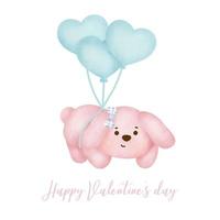 Valentine's day with cute rabbit greeting card. vector