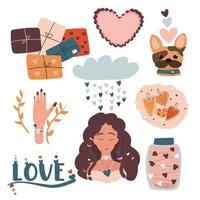 Set for valentine's day. Holiday stickers. vector