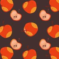 Seamless pattern with apples. Apples whole and halves. vector