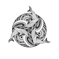 art design mandala three dolphins decoration vector