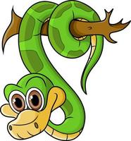 The little snake is twisting its body on the branch vector