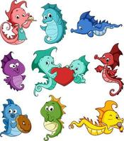 The collection of seahorses with cute pose are wonderful vector