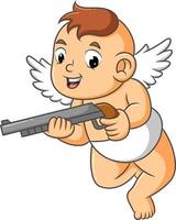 The cool cupid is holding a gun vector