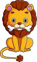 The lion is biting the bone while sitting vector