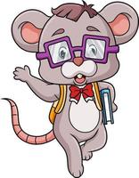 The smart mouse is going to school and waving hand vector