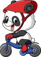 The sporty panda is cycling with the small bicycle vector