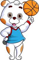 The dalmatian dog is playing the basket ball and doing the action vector