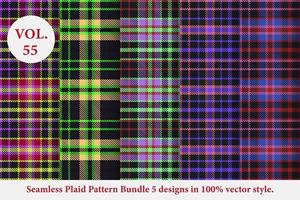 Plaid Pattern Bundle 5 designs Buffalo Vector, Tartan Fabric background wallpaper, patterns collection vector