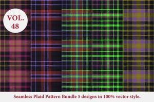 Plaid Pattern Bundle 5 designs Buffalo Vector, Tartan Fabric background wallpaper, patterns collection vector