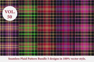 Plaid Pattern Bundle 5 designs Buffalo Vector, Tartan Fabric background wallpaper, patterns collection vector