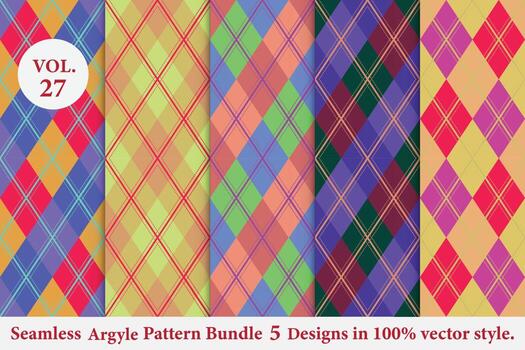 patrón de argyle vector paquete 5 diseños tradicionales, fondo de textura de tela