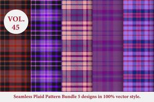 Plaid Pattern Bundle 5 designs Buffalo Vector, Tartan Fabric background wallpaper, patterns collection vector