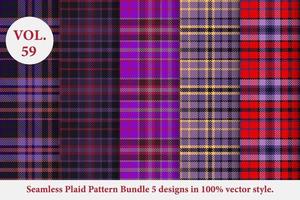 Plaid Pattern Bundle 5 designs Buffalo Vector, Tartan Fabric background wallpaper, patterns collection vector