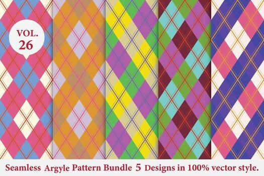 Argyle Pattern vector Bundle 5 designs Traditional,Fabric texture background