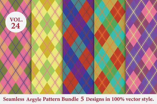 Argyle Pattern vector Bundle 5 designs Traditional,Fabric texture background