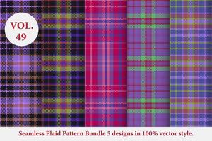 Plaid Pattern Bundle 5 designs Buffalo Vector, Tartan Fabric background wallpaper, patterns collection vector