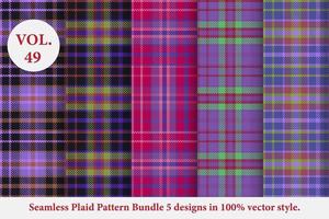 Plaid Pattern Bundle 5 designs Buffalo Vector, Tartan Fabric background wallpaper, patterns collection vector