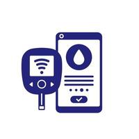 glucometer and smart phone icon vector