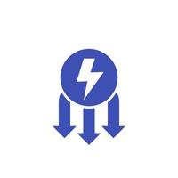 power consumption reduction icon with arrows vector