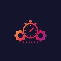 productivity icon with stopwatch and cogwheels vector