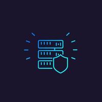 Secure hosting, server vector line icon