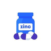 Zinc mineral icon, capsules and bottle vector