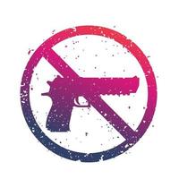 no guns sign with powerful pistol, no firearms print over white vector