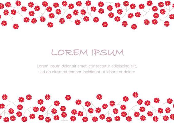 Seamless Red Floral Frame Isolated On A White Background, Vector Illustration. Horizontally Repeatable.